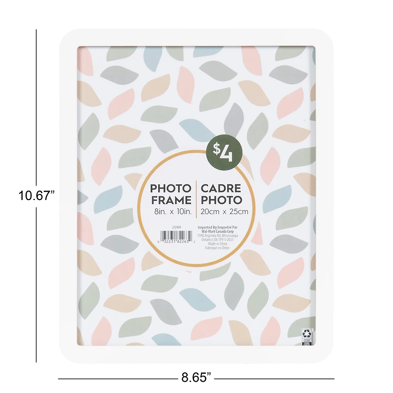 Cadre à photos décoratif blanc avec coins arrondis Boba de 20,3 cm x 25,4 cm pour table