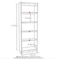 CorLiving Hawthorne Engineered Wood 5 Shelf Adult Bookcase with 4 Adjustable Shelves