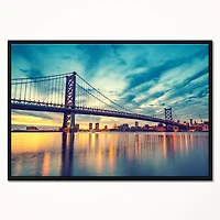 Design Art Ben Franklin Bridge in Philadelphia Framed Canvas Art Print