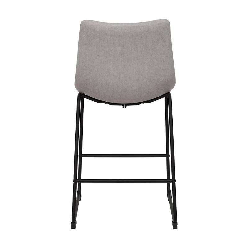 Asahi Set of 2 Counter Height Upholstered Bar Stools with Metal Legs