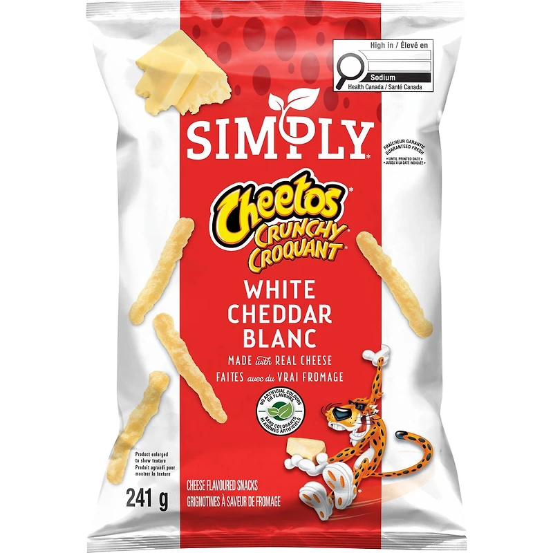 Simply Cheetos Crunchy White Cheddar Cheese flavoured Snacks, 241 g.