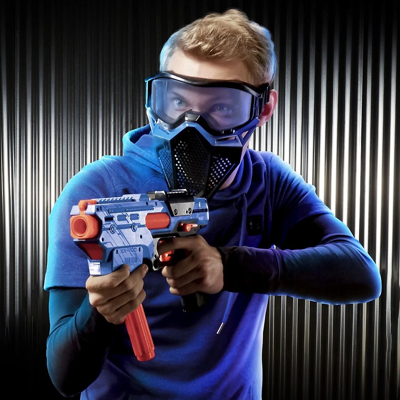 Blaster Nerf Rival Finisher XX-700, chargeur à remplissage rapide, mécanisme à ressort, 7 billes en mousse Nerf Rival officielles, équipe bleue