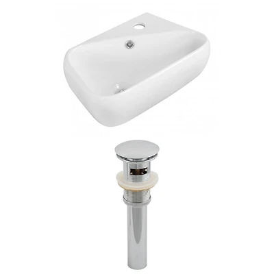in. W Above Counter White Bathroom Vessel Sink Set For 1 Hole Right Faucet AI