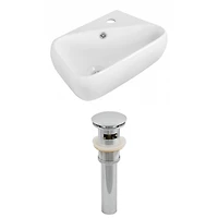 in. W Above Counter White Bathroom Vessel Sink Set For 1 Hole Right Faucet AI