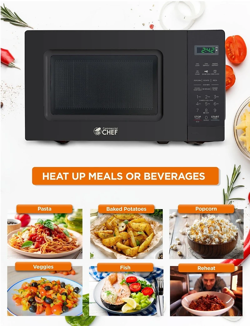 Micro-ondes Commercial Chef de 0,7 pi³ avec 10 niveaux de puissance, micro-ondes de 700 W avec affichage numérique, micro-ondes de comptoir
