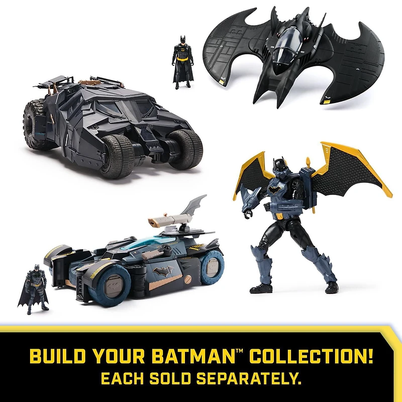 Batman, Coffret Batmobile ultime transformable, Coffret Batman 2-en-1 avec figurine Batman exclusive et planeur, effets sonores et lumineux, jouets pour garçons et filles à partir de 4 ans DC Comics Batman