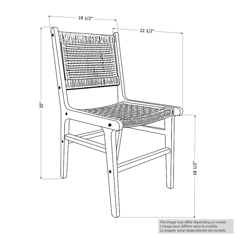South Shore Agave Woven Rope and Teak Dining Chair, Set of 2