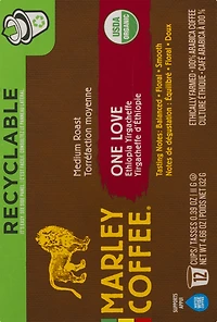 Café Yirgacheffe d'Éthiopie à la torréfaction moyenne One Love de Marley