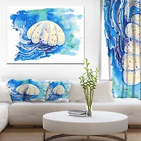 Design Art Jellyfish Watercolor Painting Canvas Print