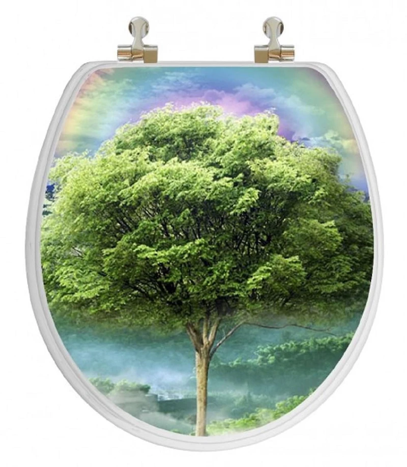 TopSeat Vario Scenario 3D Hologram 4 Images in 1 Round Season Trees Regular Lid Closure Chrome Hinge Toilet Seat