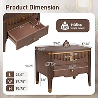 Noble House Table de Chevet Moderne avec 2 Tiroirs, Table de Chevet Design Vague avec Poignées en Métal, Brun Foncé
