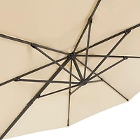 CorLiving 11.5ft Deluxe Durable Canopy Offset Titling & Rotating Patio Umbrella with Aluminum Frame