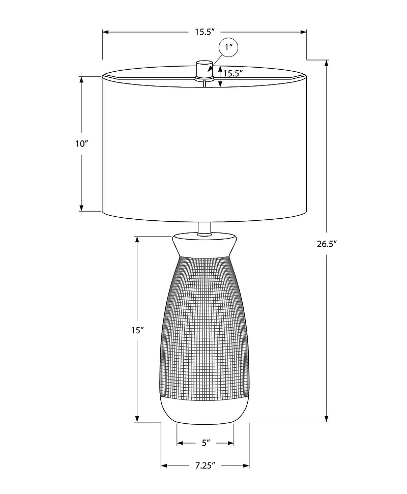 Monarch Specialties Lighting, 27"h, Table Lamp, Grey Ceramic, Grey Shade, Contemporary