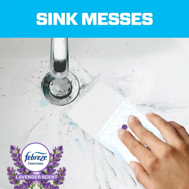 Effaceur magique M. Net Récure salle de bain, coussins nettoyants avec Durafoam, parfum lavande de Febreze 4 unités