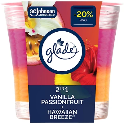 Glade 2 en1 - Chandelle parfumée-vanille fruit de la passion et brise exotique Chandelle à une mèche