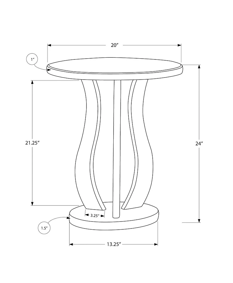 Monarch Specialties  Table D'appoint, Coté, Bout, Table De Nuit, Lampe, Salon, Chambre À Coucher, Miroir Transparent, Gris, Transitionnel