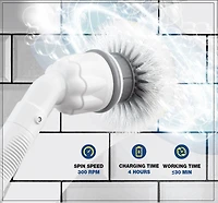 Bell + Howell Scrubtastic – Brosse Électrique Rechargeable avec Manche Télescopique et 3 Têtes de Brosse pour le Nettoyage de la Salle de Bain, des Carreaux et de la Cuisine – Sans Fil, 300 T/M