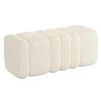 Contemporary Boucle Fabric Large Ottoman Bench - Ivory