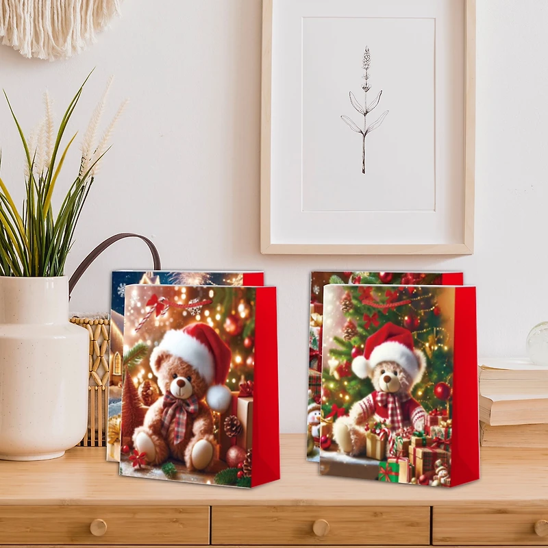 Sacs-Cadeaux De Noël (Bonhomme De Neige/Ours En Peluche) (Assortis) (Grands) - Lot De 12