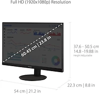 ViewSonic VA2447-MH 24 Inch Full HD 1080p Monitor with Ultra-Thin Bezel, Adaptive Sync, 60Hz, VESA, and HDMI, VGA Inputs for Home and Office