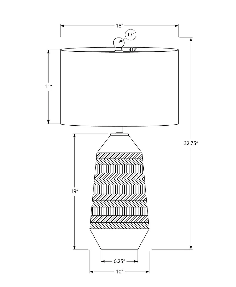 Monarch Specialties  Luminaire, 33"h, Lampe De Table, Teinte Ivoire / Crème, Crème, Contemporain