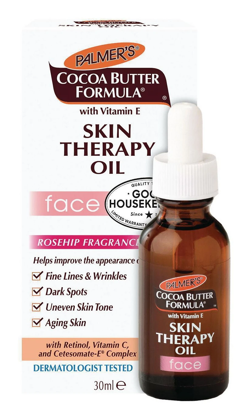 Palmer’s® Cocoa Butter Formula® Huile de Soin Réparatrice pour le Visage au Beurre de Cacao et de Vitamine E Parfum Rose Sauvage, 30ml