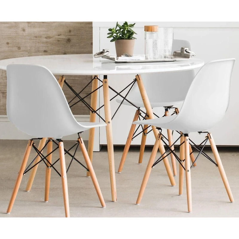 Heavenly Collection White Wood Chair SET OF 4 For Dining and Room Area