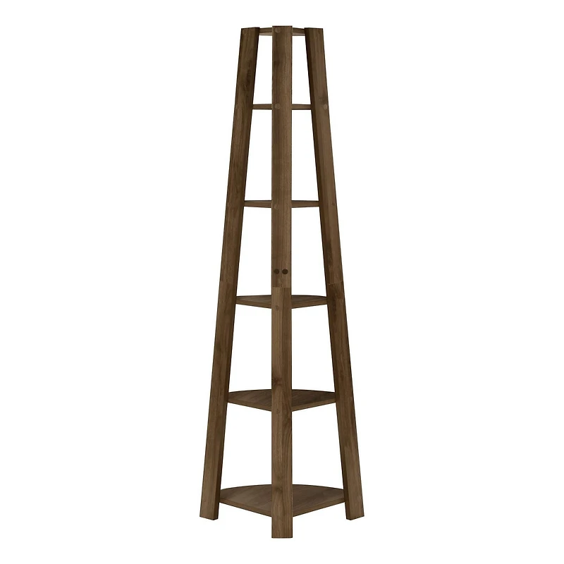 Monarch Specialties Bookshelf, Bookcase, Etagere, Corner, 5 Tier, 72"h, Office, Bedroom, Laminate, Walnut, Contemporary, Modern