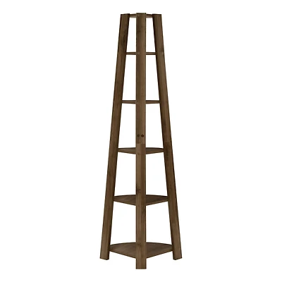 Monarch Specialties Étagère À Livres, Étagère, Étagère, Coin, 5 Niveaux, 72"h, Bureau, Chambre À Coucher, Stratifié, Noyer, Contemporain, Moderne