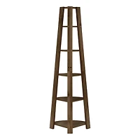 Monarch Specialties Bookshelf, Bookcase, Etagere, Corner, 5 Tier, 72"h, Office, Bedroom, Laminate, Walnut, Contemporary, Modern
