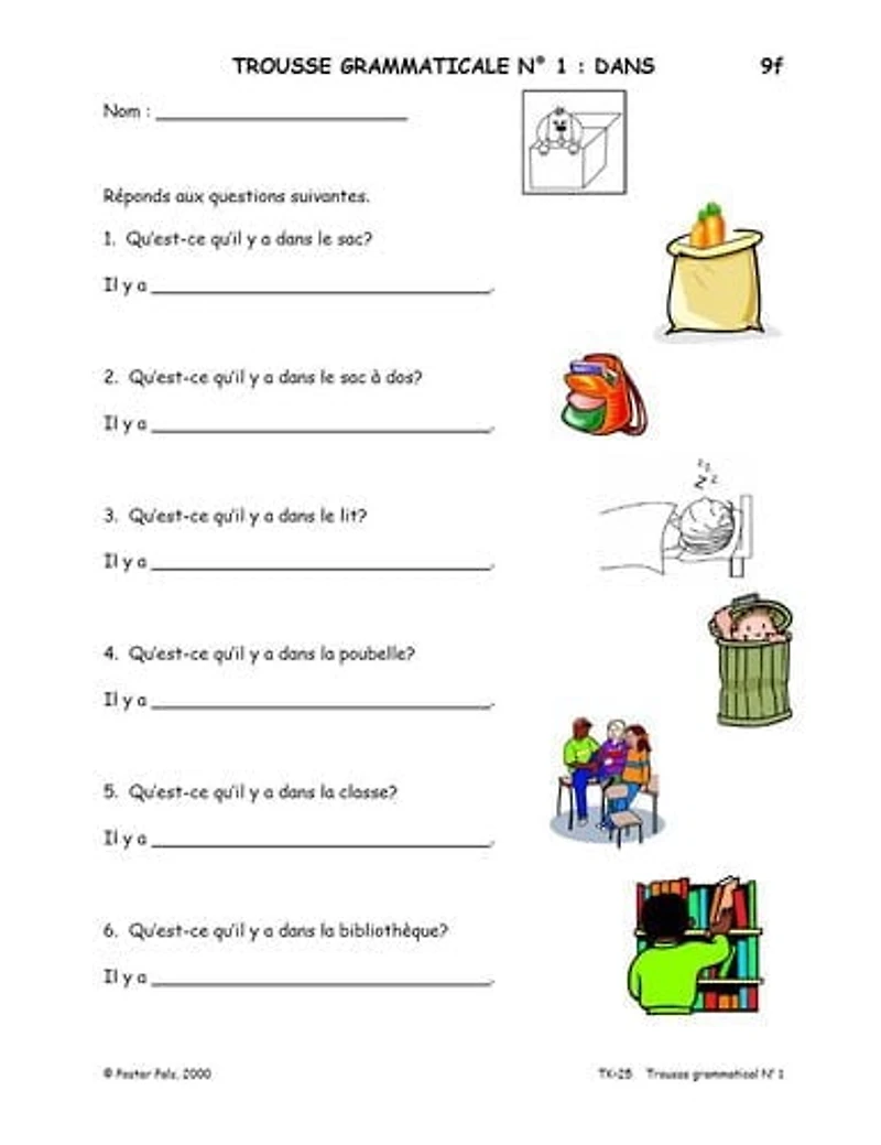The Fsl Classroom Trousse Grammaticale - No1 French Reproducible Teaching Activities