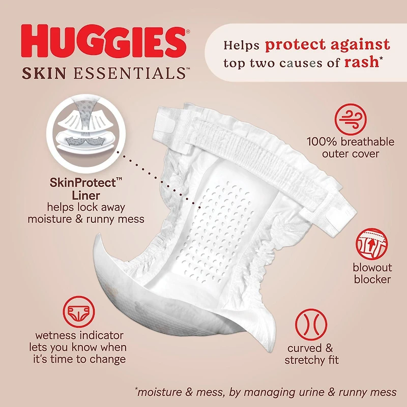 Couches pour bébés Huggies Skin Essentials, Tailles: N-6