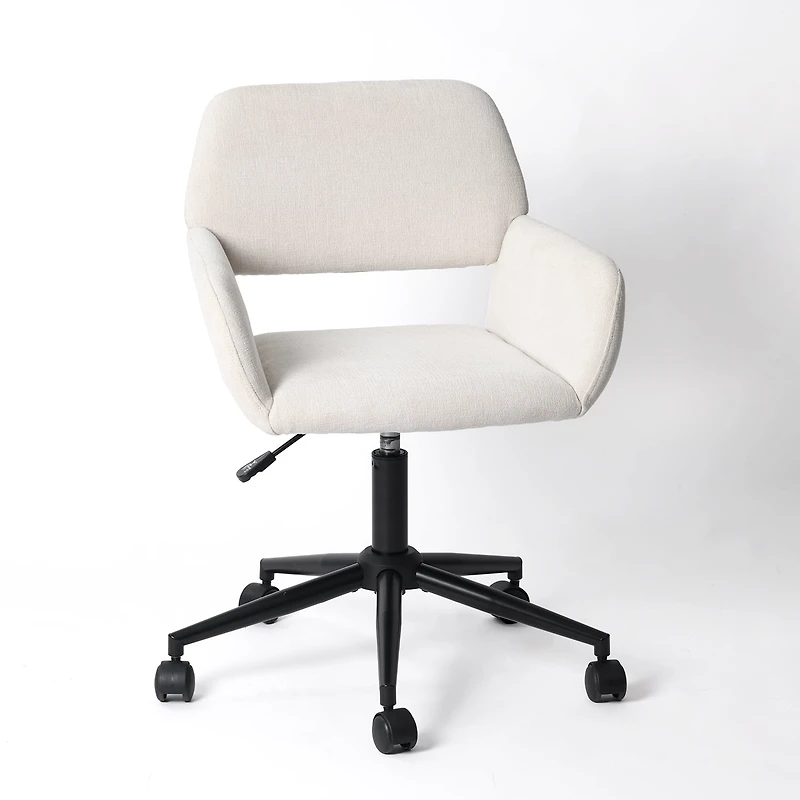 Homy Casa Desk Chair, Adjustable Task Office Chair with Fabric Upholstery, Ergonomic Backrest, Swivel, Beige