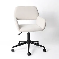 Homy Casa Desk Chair, Adjustable Task Office Chair with Fabric Upholstery, Ergonomic Backrest, Swivel, Beige