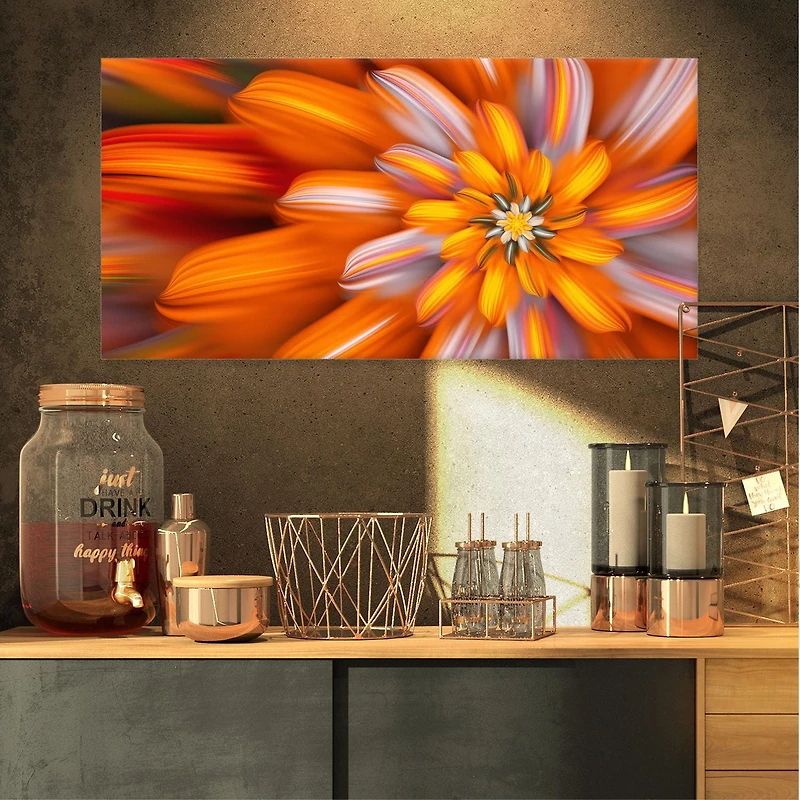 Designart Fleur fractale orange massive Art mural sur toile