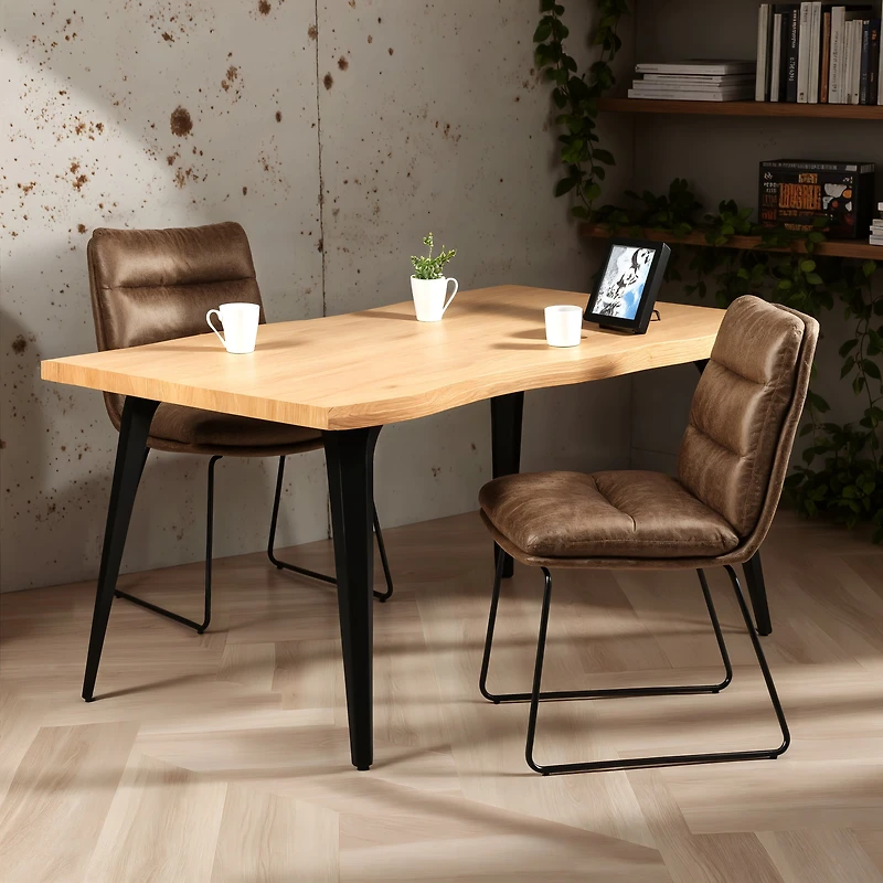 Homy Casa Lot de 2 chaises de bureau rembourrées sans accoudoirs en similicuir pour espace de travail à domicile, brun