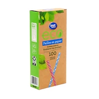 Great Value Patterned Paper Straws, 100 pieces