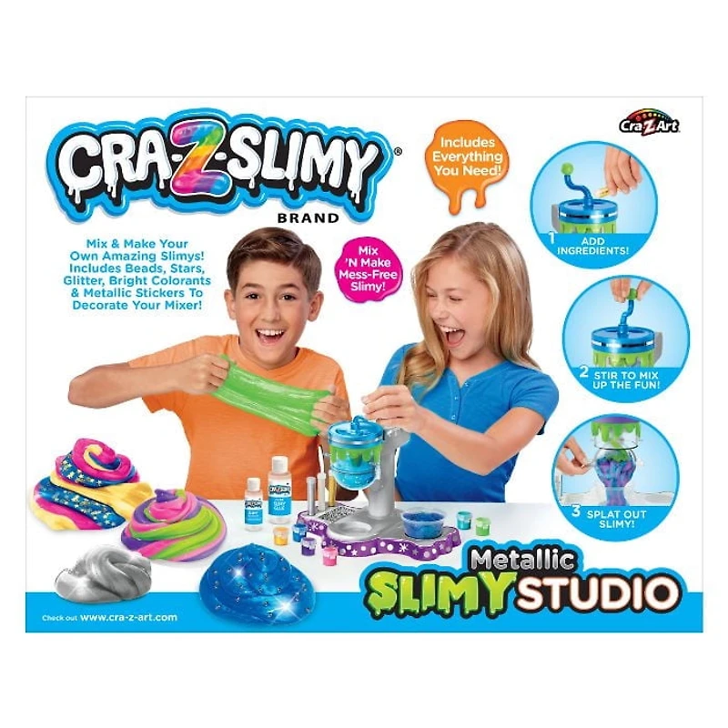 Cra-Z-Art Cra-Z-Slimy Multicolor Metallic Slime Studio, Slime Making Kit for Kids, Ages 6 and up, Ages 6 and up