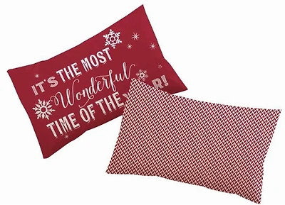 Holiday time Red Flannel Pillow Cases