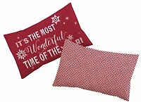 Taies d'oreiller Holiday time en finette rouge