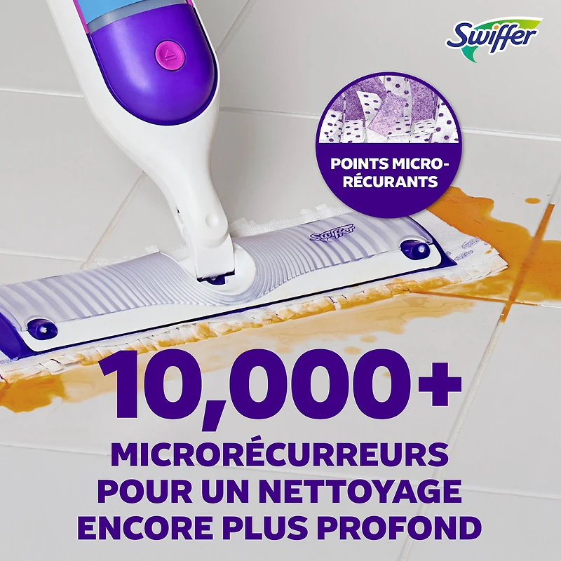 Trousse de nettoyage multisurfaces Swiffer SuperVadrouille pour le nettoyage des planchers parfum Frais la trousse comprend un balai SuperVadrouille 2recharges de coussins nettoyants 1sltin nettoyante