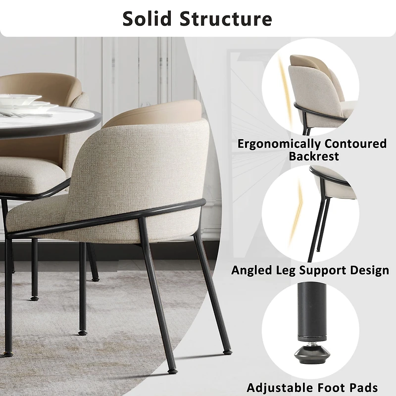 Noble House - Ensemble de 2 chaises modernes à pieds inclinés et réglables (beige)