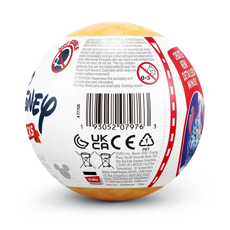 Mini Brands Create Disney Snacks Série 1 Capsule de ZURU, Mini objets de collection sous licence, emballage mystère aveugle, bricolage, artisanat, jeu de résine, nouveauté, collectionneurs, 8+