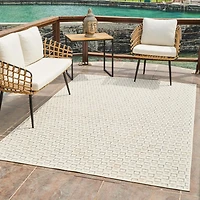 Rug Branch Maise Abstract Indoor Outdoor Area Rug, Cream Beige, Modern - Entryway, Hallway, Bathroom