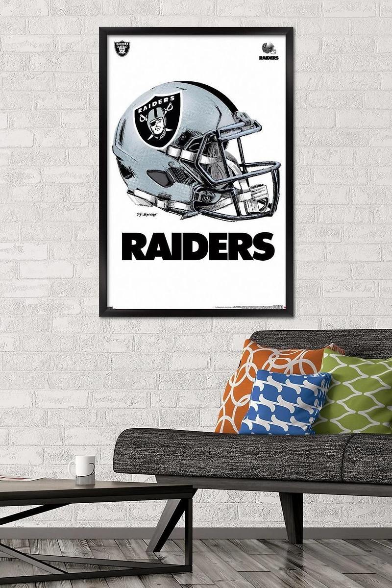 NFL Las Vegas Raiders - Drip Helmet 20 Wall Poster, 22.375" x 34" Framed