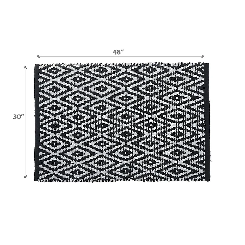Tapis Diamant Tissé À La Main 30" X 48" Noir