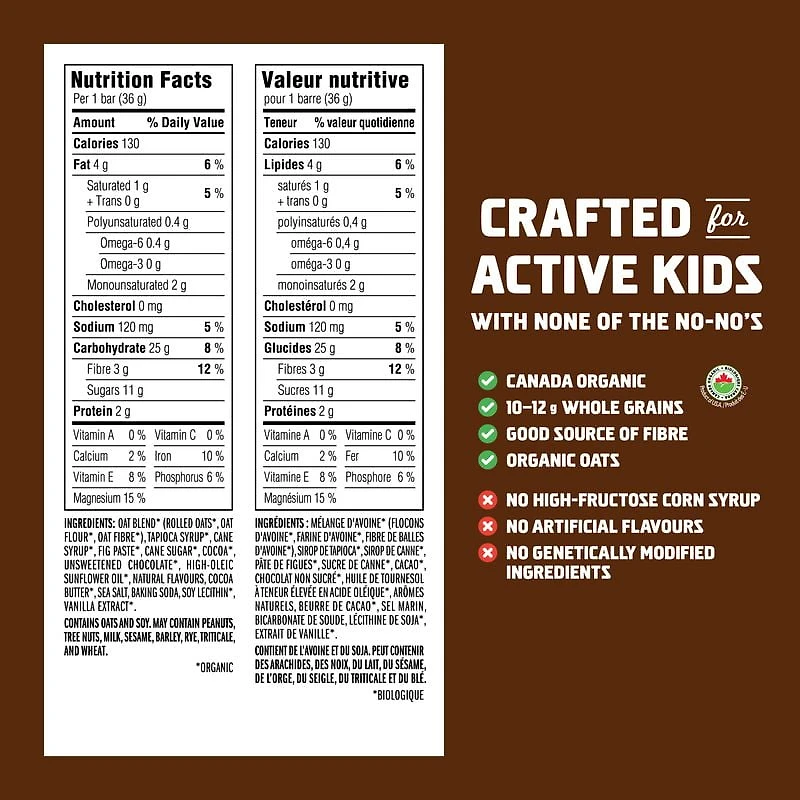 Clif Kid Zbar Chocolate Brownie Organic Energy Bar, 5x36 g