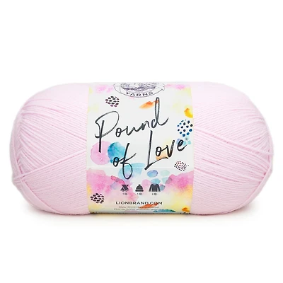 Lion Brand Pound of Love® Yarn Pastel Pink Yarn #4 Medium/Worsted Acrylic Yarn, 454g/ 932m, 1CT, Yarn #4 Medium/Worsted Yarn, 312g/ 629m, 1CT