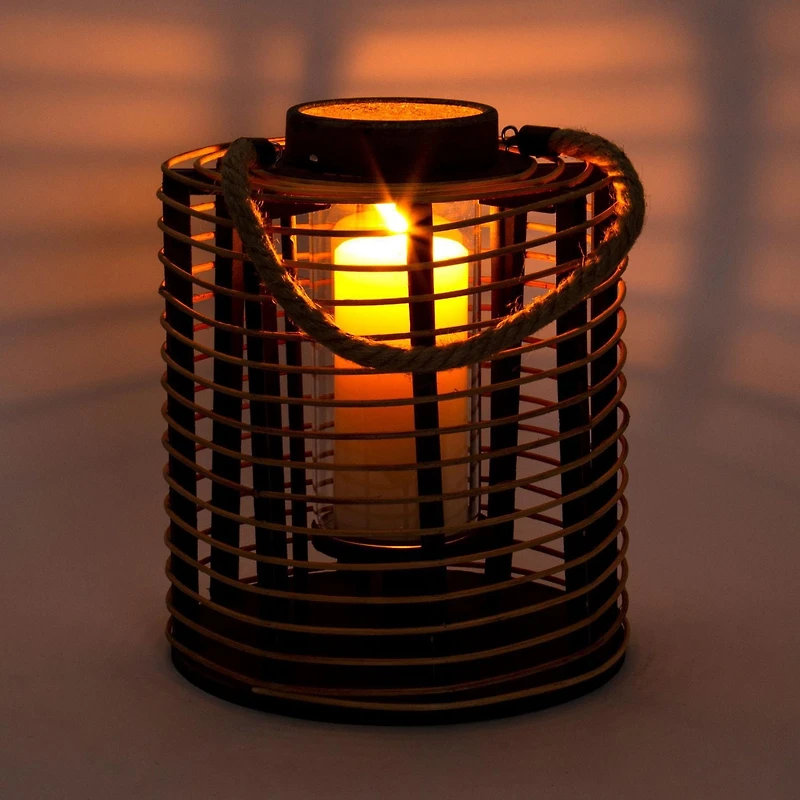 Truu Design, Cylindrical Rattan and Wooden Lantern