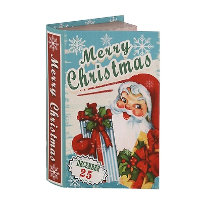 Mr. Christmas 8.5" Vintage Decorative Santa with Present Book, Blue